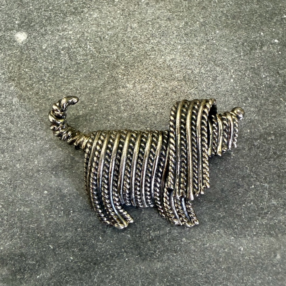 Vintage Napier Silver Shaggy Dog Brooch
